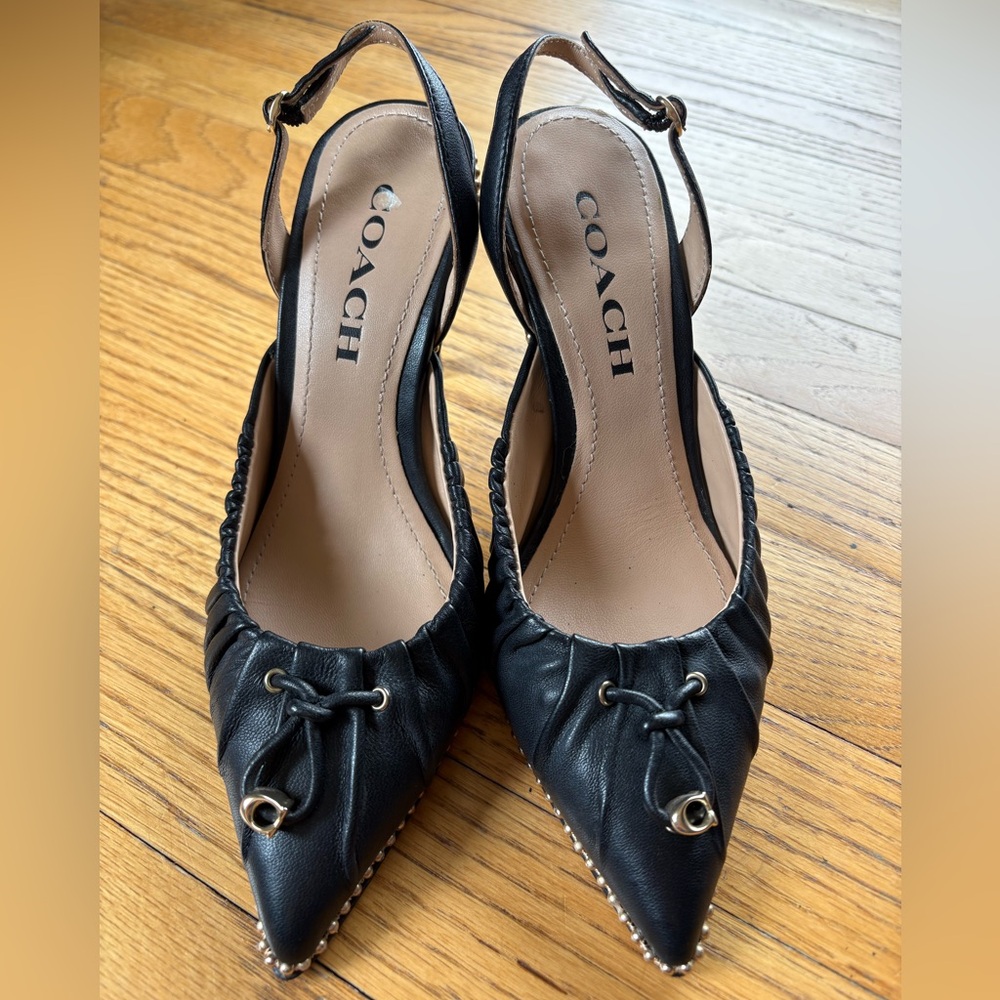 Coach Wionna Black Leather Slingback Pumps size 5